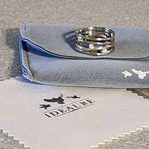 IDEAURE Gold and Silver Ring With Simulated Diamonds